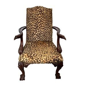 Vintage Carved Arm Chair with Lion and Eagle Heads